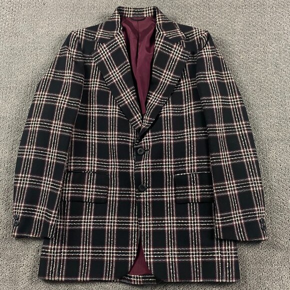 Vintage Prince Clothes Blazer Sport Coat Men's 36 Black White Check Rockabilly - Picture 2 of 12